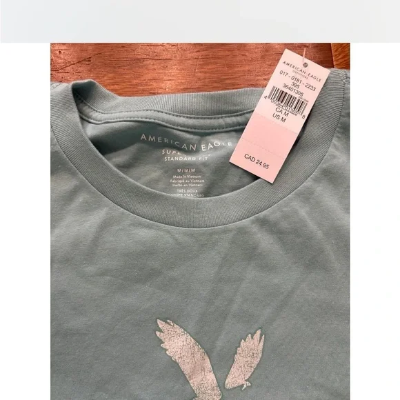 American Eagle Outfitters Light Blue Graphic Logo Tee - Picture 3 of 3